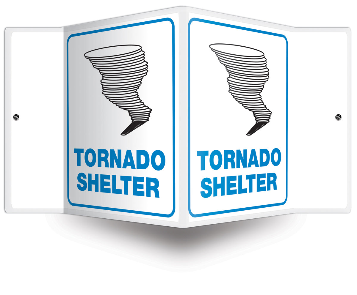 Accuform Signs® 6" X 5" Blue/Black/White Plastic Projection™ 3D Projection Sign "TORNADO SHELTER"