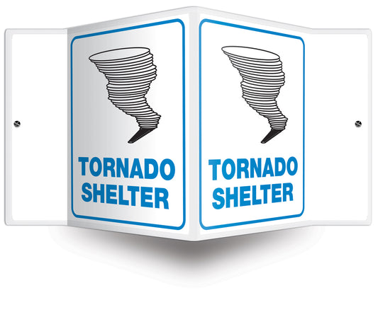 Accuform Signs® 6" X 5" Blue/Black/White Plastic Projection™ 3D Projection Sign "TORNADO SHELTER"