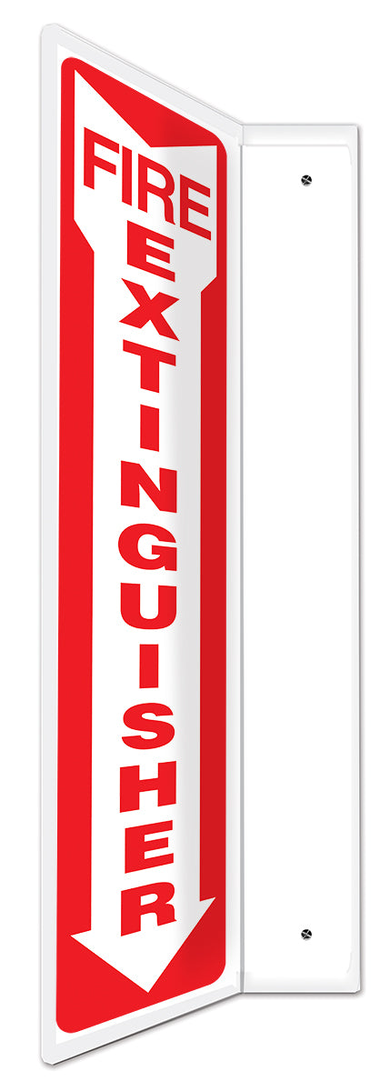 Accuform Signs® 12" X 4" White/Red Plastic Projection™ 90D Projection Sign "FIRE EXTINGUISHER"
