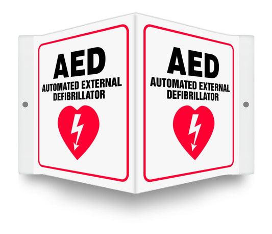 Accuform Signs® 6" X 5" White/Red/Black Plastic Projection™ 3D Projection Sign "AED AUTOMATED EXTERNAL DEFIBRILLATOR"