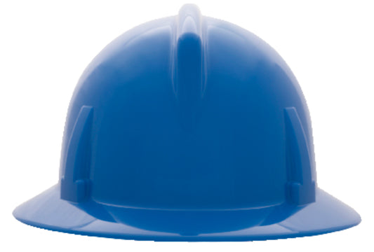 MSA Blue Topgard® Polycarbonate Full Brim Hard Hat With Ratchet/4 Point Ratchet Suspension