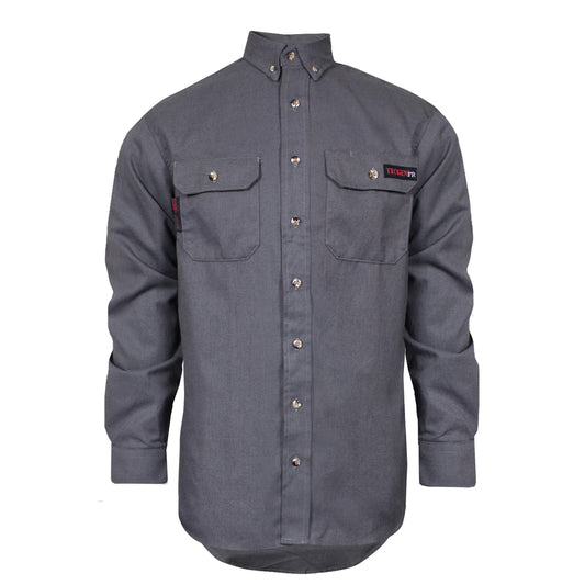 National Safety Apparel Large/Regular Gray TECGEN® SELECT® OPF Blend Twill Flame Resistant Work Shirt With Button Front Closure