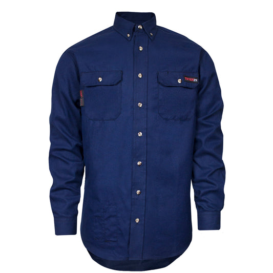 National Safety Apparel X-Large/Regular Blue TECGEN® SELECT® OPF Blend Twill Flame Resistant Work Shirt With Button Front Closure