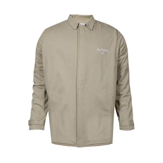 National Safety Apparel Medium Tan And Brown Cotton/Nylon Flame Resistant Jacket With Hook And Loop Closure