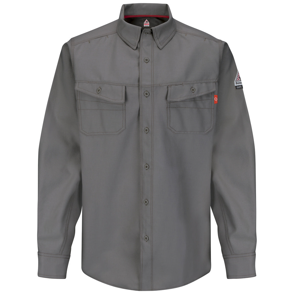 Bulwark® Medium Regular Gray Westex G2™ Fabrics By Milliken® Ripstop Twill/Cotton/Polyester Flame Resistant Work Shirt With Button Front Closure