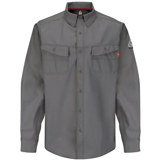 Bulwark® Medium Regular Gray Westex G2™ Fabrics By Milliken® Ripstop Twill/Cotton/Polyester Flame Resistant Work Shirt With Button Front Closure