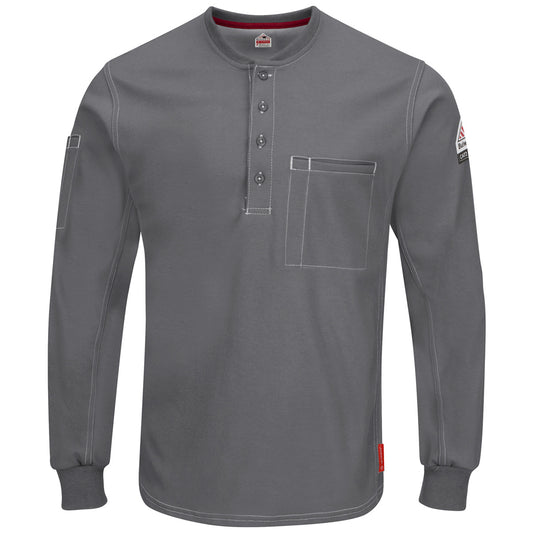 Bulwark® 2X Regular Gray Westex G2™ Fabrics By Milliken®/Cotton/Polyester Flame Resistant Long Sleeve Henley With Button Front Closure