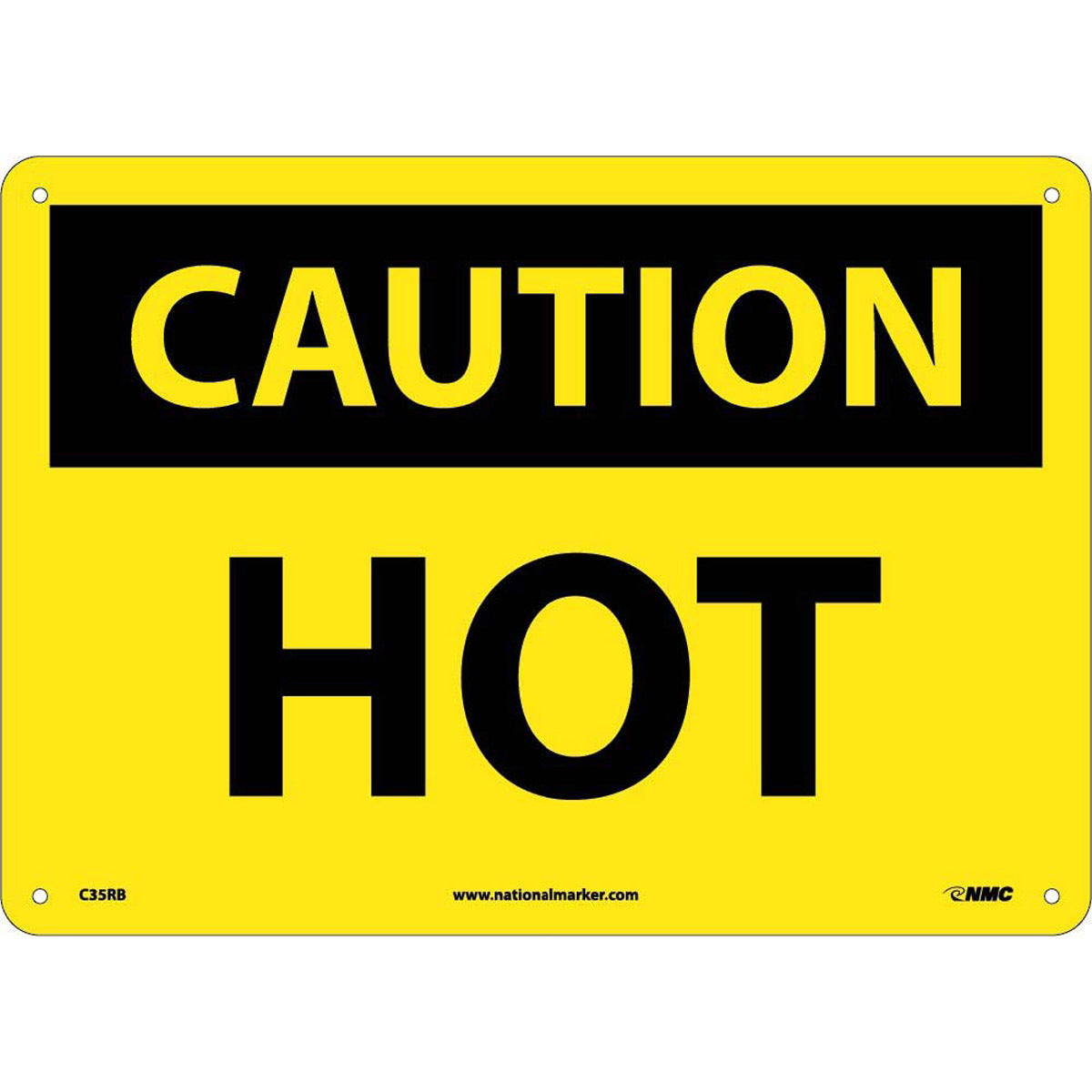 NMC™ 10" X 14" Yellow .05" Plastic Machine And Operational Sign "CAUTION HOT"