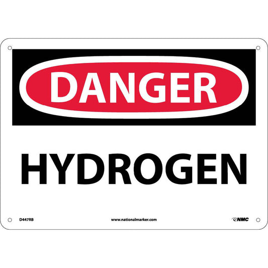 NMC™ 10" X 14" White .05" Plastic Danger Sign "DANGER HYDROGEN"