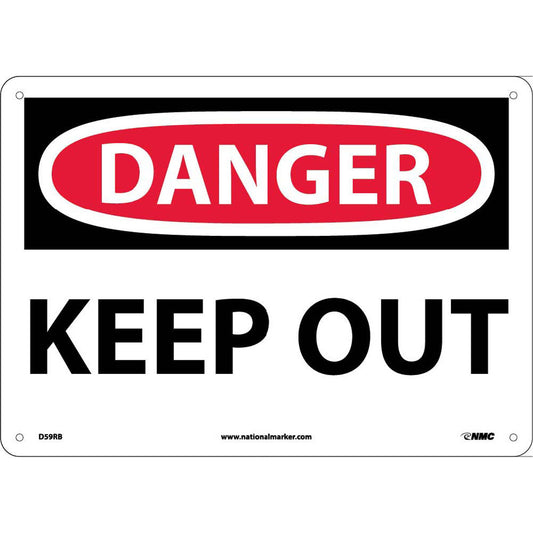 NMC™ 10" X 14" White .05" Plastic Danger Sign "DANGER KEEP OUT"