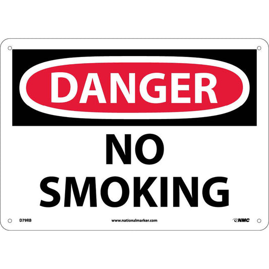 NMC™ 10" X 14" White .05" Plastic Smoking Control Sign "DANGER NO SMOKING"