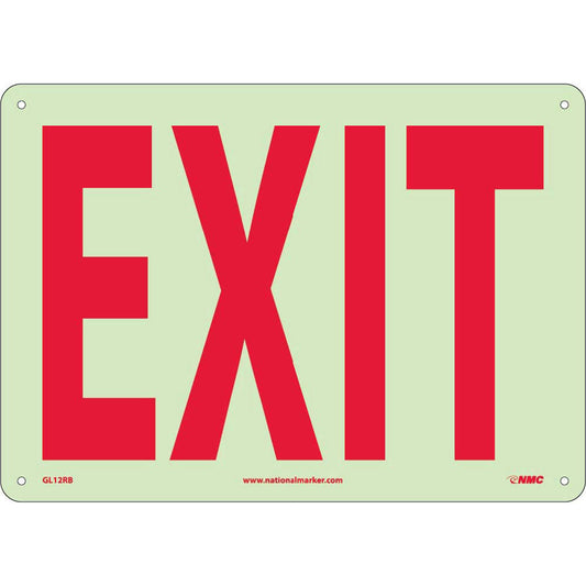 NMC™ 10" X 14" White .05" Plastic Admittance And Exit Sign "EXIT"