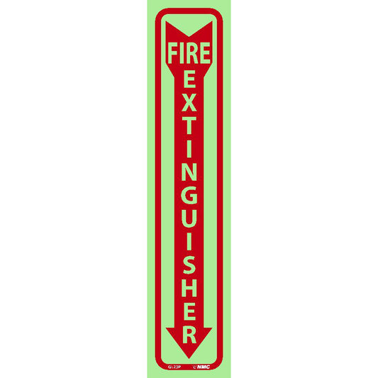 NMC™ 18" X 4" Phosphorescent .0045" Polyester Fire Extinguisher Sign "FIRE EXTINGUISHER"