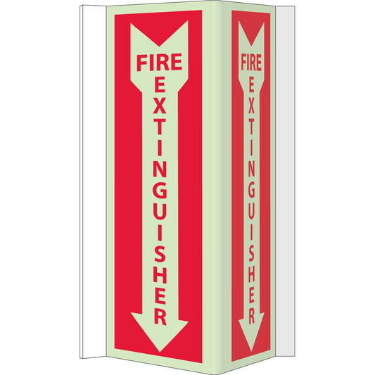 NMC™ 16" X 12" Phosphorescent .050" Plastic Fire Extinguisher Sign "FIRE EXTINGUISHER"