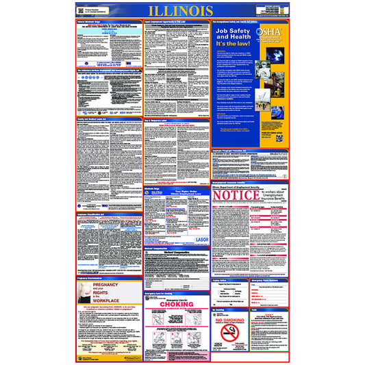 NMC™ 39" X 27" Multi 0.004" Laminated Paper Labor Laws Poster "ILLINOIS"