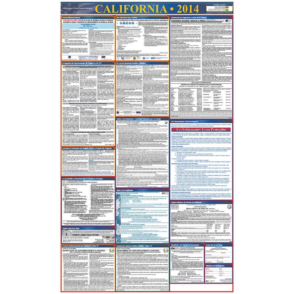 NMC™ 39" X 27" Multi 0.004" Laminated Paper Spanish Sign "CALIFORNIA"