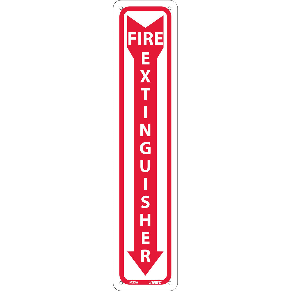 NMC™ 18" X 4" White .04" Aluminum Fire Extinguisher Sign "FIRE EXTINGUISHER"