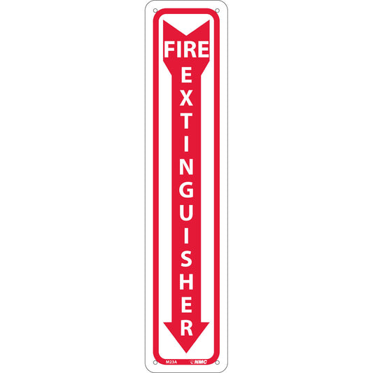 NMC™ 18" X 4" White .04" Aluminum Fire Extinguisher Sign "FIRE EXTINGUISHER"