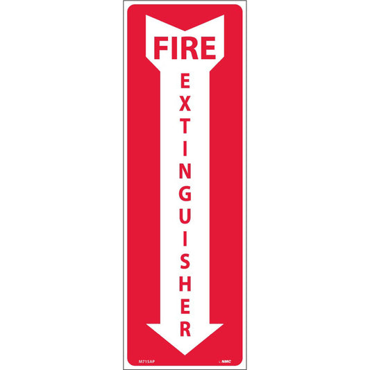 NMC™ 4" X 12" White .0045" Vinyl Fire Extinguisher Sign "FIRE EXTINGUISHER"