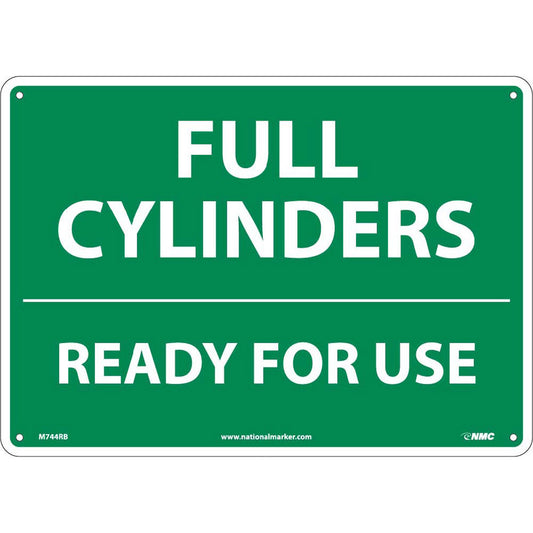 NMC™ 10" X 14" White .05" Plastic Cylinder Sign "FULL CYLINDERS READY FOR USE"