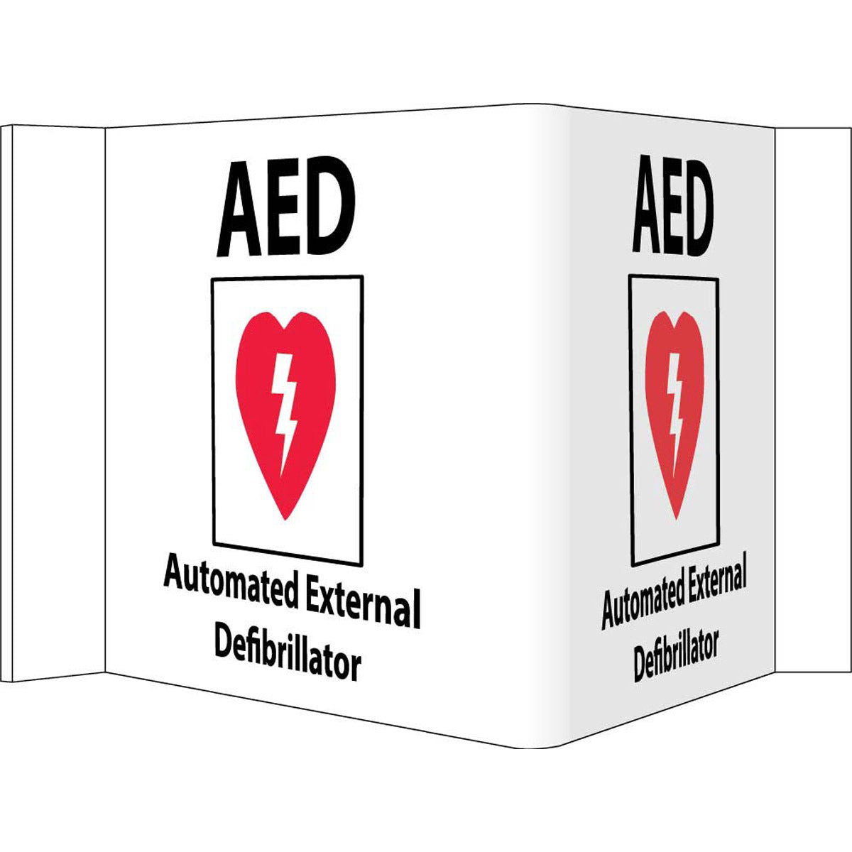 NMC™ 8" X 14 1/2" White .050" Plastic First Aid Sign "AED AUTOMATIC EXTERNAL DEFIBRILLATOR"