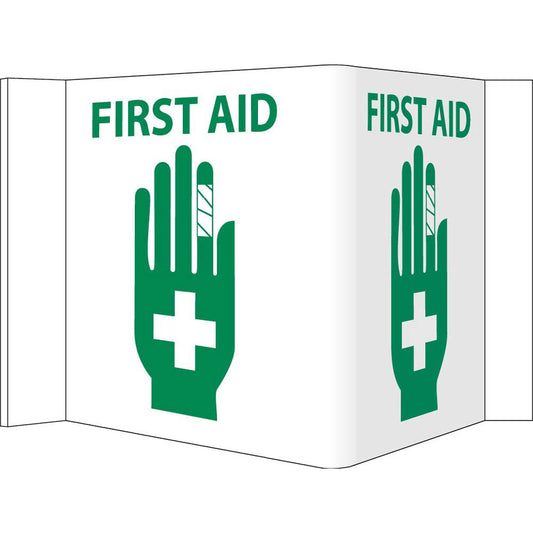 NMC™ 6" X 12" White .118" Vinyl First Aid Sign "FIRST AID"