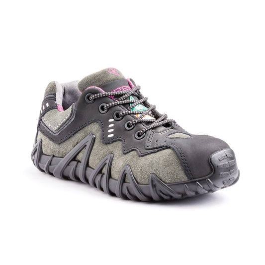 TERRA Womens Size 7 Black Spider Suede Leather Composite Toe Athletic Shoes With Direct Injected PU Midsole And Outsole