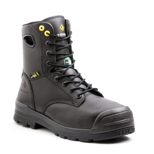 TERRA Size 14 Black Paladin Leather Composite Toe Metguard Boots With High Traction, Anti F.O.D. Slip Resistant Rubber Outsole