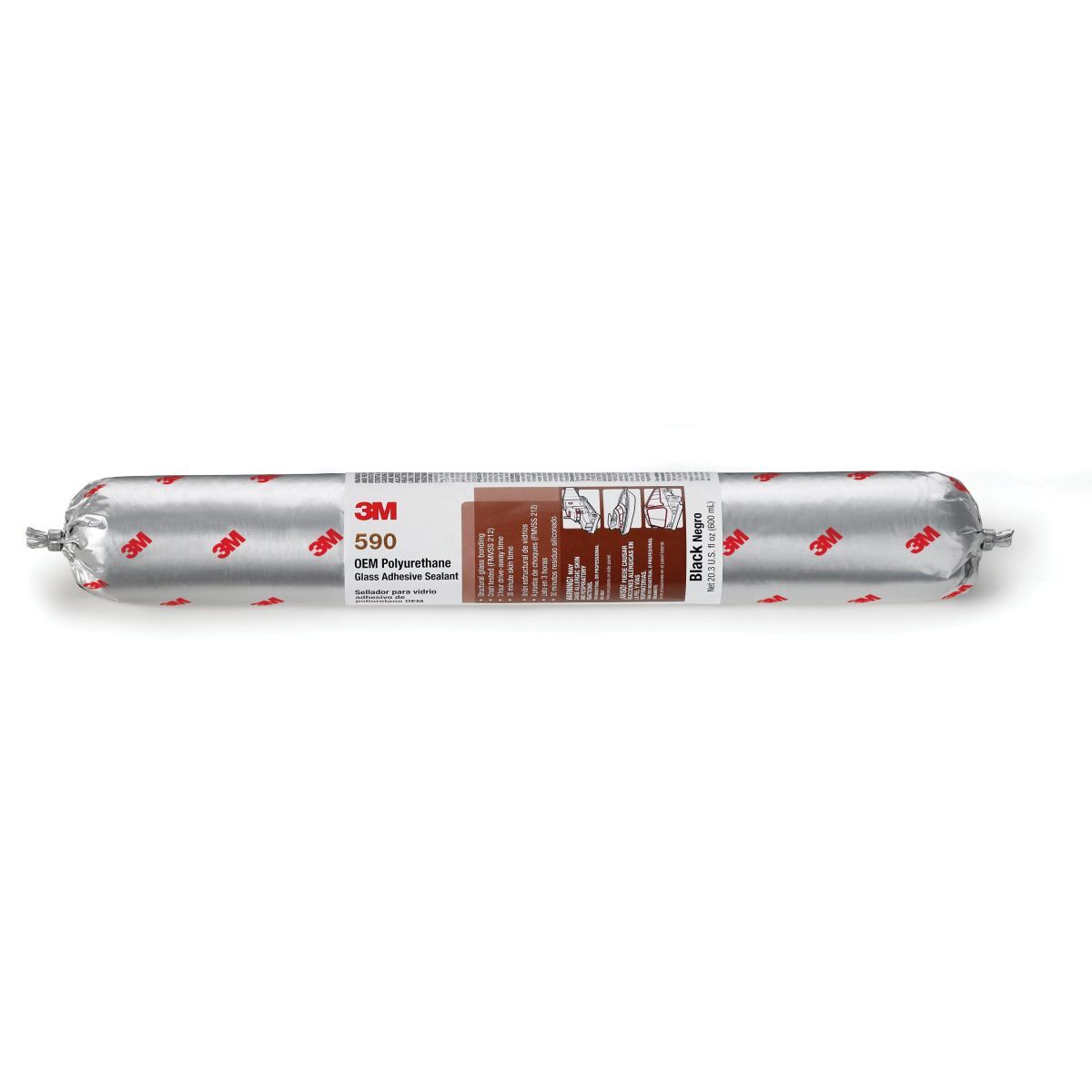 3M™ Polyurethane Glass Adhesive Sealant 590, Black, 600 mL Sausage CASE Pack OF 12