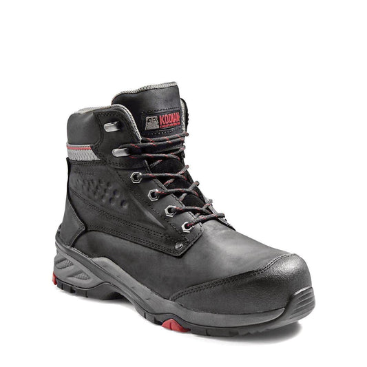 Kodiak® Size 10 1/2W Black Crusade Leather/Rubber Composite Toe Safety Boots With Electric Shock, Puncture Resistant And Slip Resistant Sole