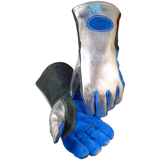 Protective Industrial Products Large 14" Gray Leather Wool Lined Welders Gloves