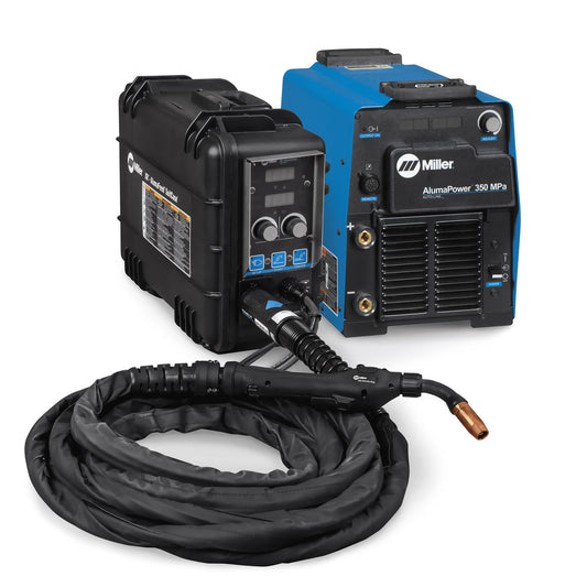 Miller® AlumaFeed® 350 Mpa 1 or 3 Phase MIG Welder With 208 - 575 Input Voltage, 425 Amp Max Output, XR-AlumaFeed® SuitCase Push-Pull Wire Feeder And Gun, And Accessory Package