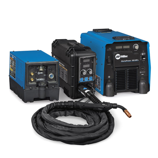 Miller® AlumaFeed® 450 Mpa 3 Phase MIG Welder With 230 - 575 Input Voltage, 600 Amp Max Output, XR-AlumaFeed® SuitCase Push-Pull Wire Feeder, Water-Cooled Gun, And Accessory Package