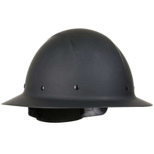 Protective Industrial Products Black Dynamic Wolfjaw™ Fiberglass Resin Full Brim Hard Hat With Wheel-Ratchet/8-Point Ratchet Suspension And Sweatband