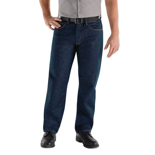 Red Kap® 44" X 32" Blue 13.75 Ounce Cotton Jeans With Zipper Closure