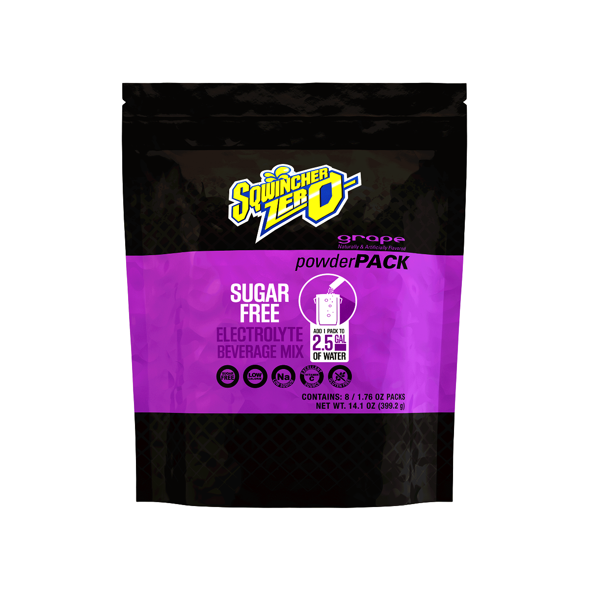 Sqwincher® 1.76 Ounce Grape Flavor Powder Pack ZERO Bag Sugar Free/Low Calorie Electrolyte Drink