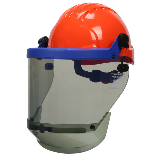 Protective Industrial Products Orange Hard Hat With Gray Arc Shield Faceshield
