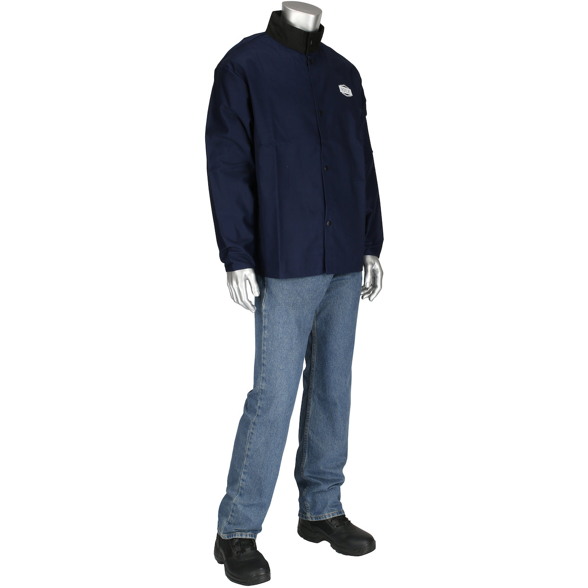 Protective Industrial Products XL Navy Sateen FR Treated Jacket With Snap Front Closure