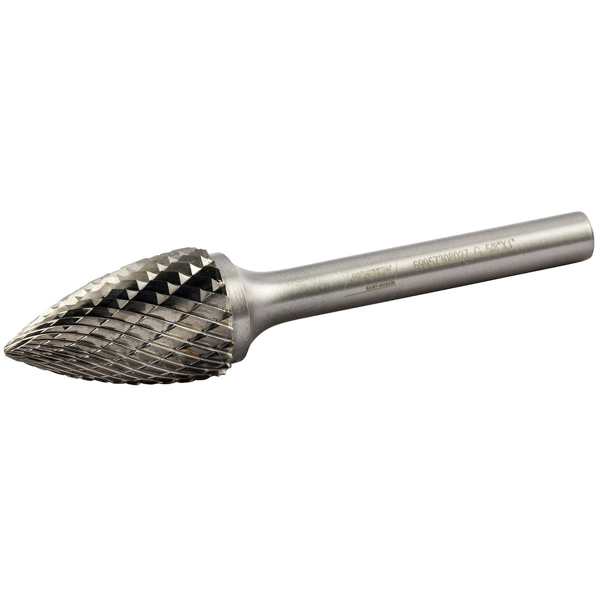 Saint-Gobain Abrasives Inc. 5/8" X 1" Pointed Tree Double Cut Tungsten Carbide Burr