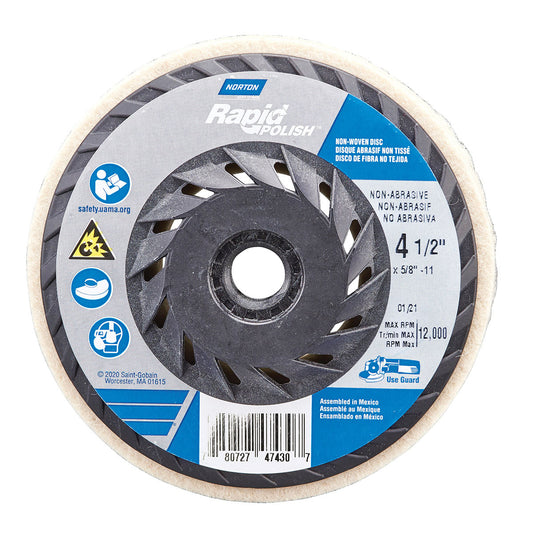 Norton® 4 1/2" X 5/8" Non-Abrasive Bear-Tex Rapid Polish White Non-Woven Depressed Center Disc