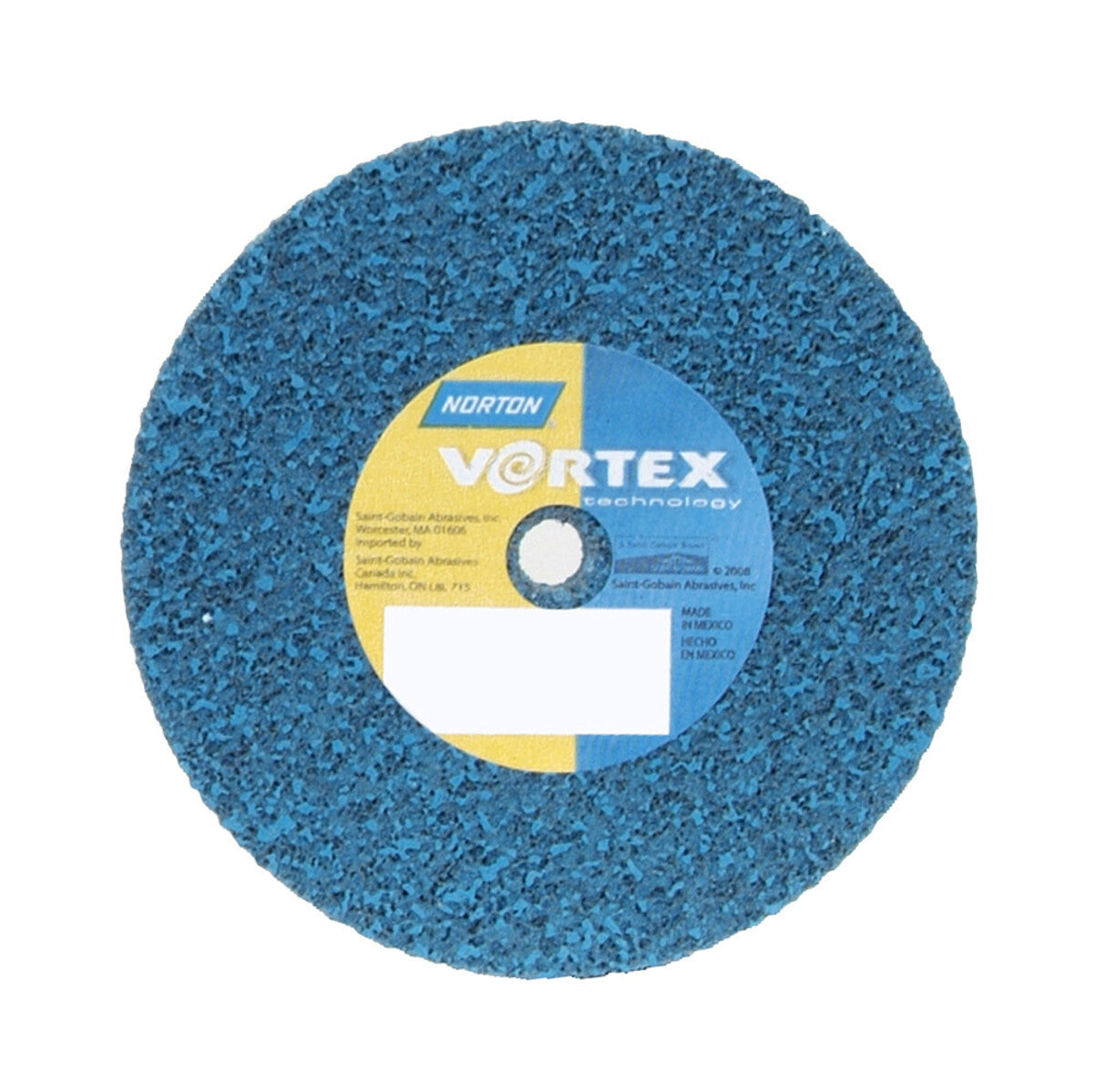 Norton® 3" X 1/2" X 1/4" Medium Grade Aluminum Oxide Aggregate Bear-Tex Vortex Rapid Blend Blue Non-Woven Arbor Hole Unified Wheel