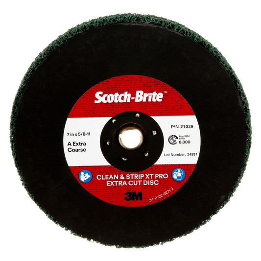 3M™ 7" X 5/8" Extra Coarse Grade Aluminum Oxide Scotch-Brite™ Green Disc