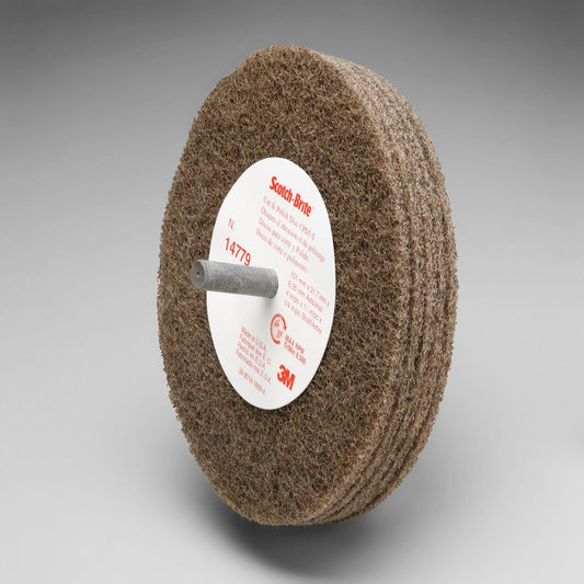 3M™ 4" X 1 1/4" X 1/4" Medium Grade Aluminum Oxide Scotch-Brite™ Tan Disc