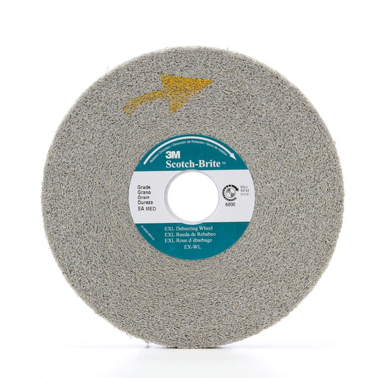 3M™ 8" X 2" X 3" Medium Grade Aluminum Oxide Scotch-Brite™ EXL Gray Convolute/Deburring Wheel