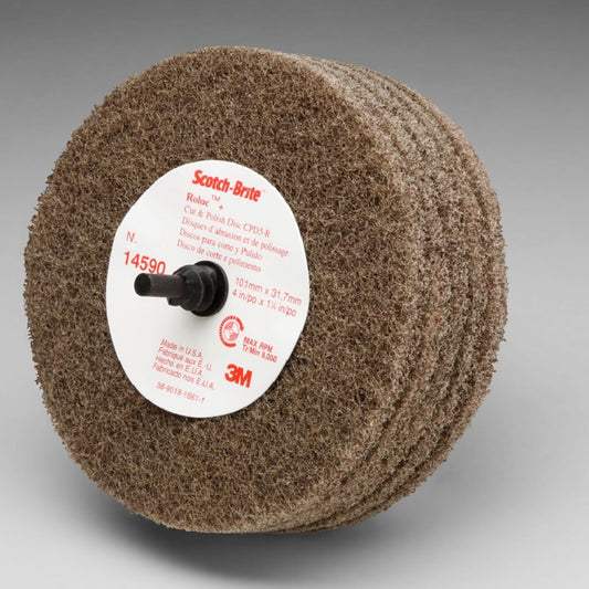 3M™ 4" X 1 1/4" Medium Grade Aluminum Oxide Scotch-Brite™ Roloc™ Beige Disc