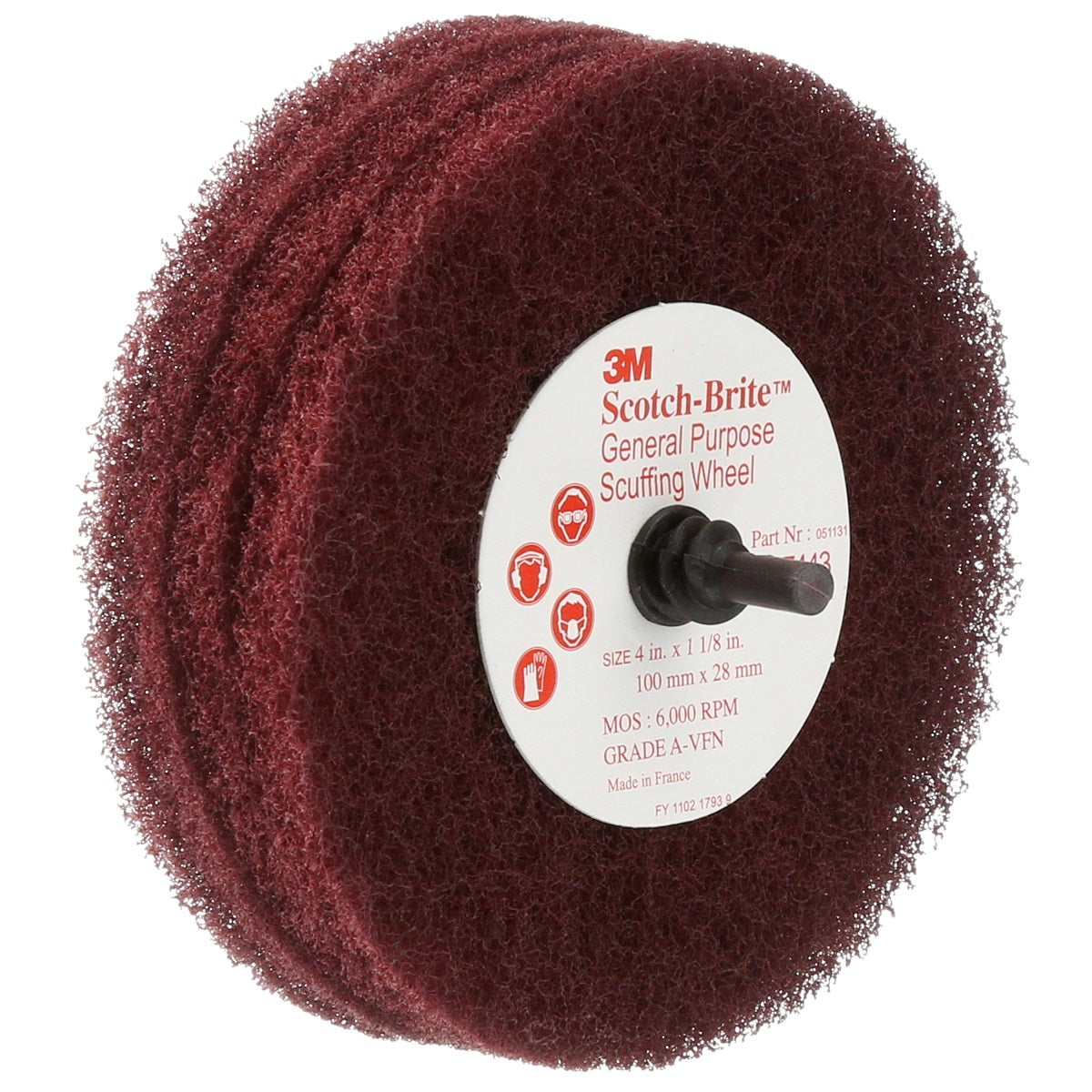 3M™ 4" X 1 1/8" Very Fine Grade Aluminum Oxide Scotch-Brite™ Roloc™ Wheel