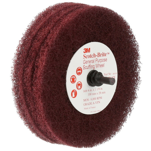 3M™ 4" X 1 1/8" Very Fine Grade Aluminum Oxide Scotch-Brite™ Roloc™ Wheel