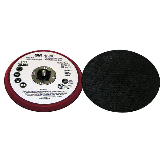 3M™ 6" X 3/8" X 5/16" X 2" Hookit™ Red Disc Pad