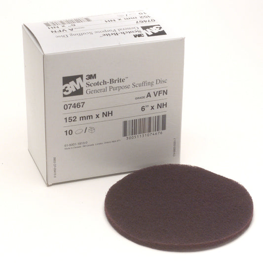 3M™ 6" X No Hole Very Fine Grade Aluminum Oxide Scotch-Brite™ Red Disc