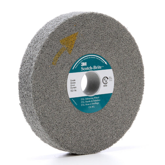 3M™ 8" X 3/4" X 3" Fine Grade Silicon Carbide Scotch-Brite™ Gray Convolute Wheel/Deburring Wheel
